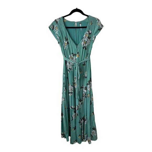 Free People All I Got Maxi Dress Torquiose Floral - Picture 2 of 14